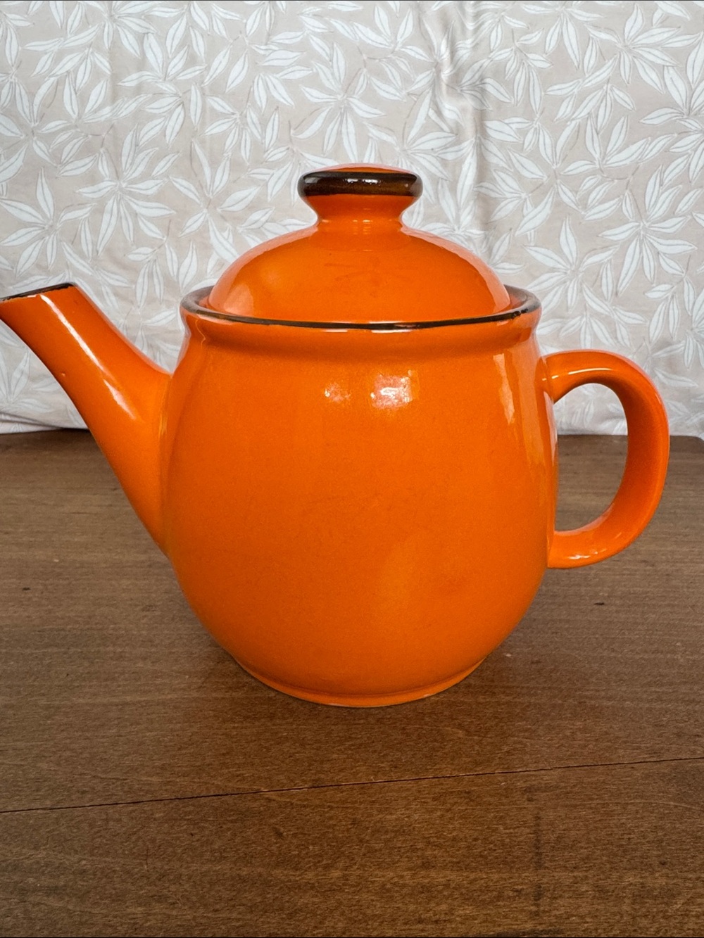 Bright Orange Ceramic Teapot